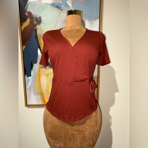Banana Republic Brick Red Wrap Blouse